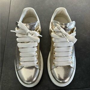 Alexander McQueen womens oversized metallic shoes